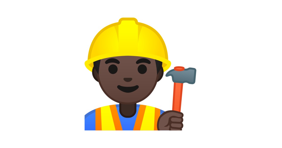 Trabalhador De Construção Civil Pele Escura Emoji