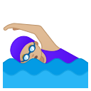 Android Pie; U+1F3CA U+1F3FC U+200D U+2640 U+FE0F; Emoji