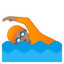 Android Pie; U+1F3CA U+1F3FD; Emoji