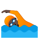 Android Pie; U+1F3CA U+1F3FF; Emoji