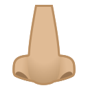 Android Pie; U+1F443 U+1F3FC; Emoji
