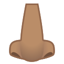 Android Pie; U+1F443 U+1F3FD; Emoji