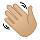 Android Pie; U+1F44B U+1F3FC; Emoji