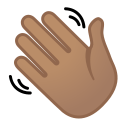 Android Pie; U+1F44B U+1F3FD; Emoji