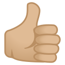 Android Pie; U+1F44D U+1F3FC; Emoji
