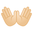 Android Pie; U+1F450 U+1F3FB; Emoji