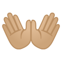 Android Pie; U+1F450 U+1F3FC; Emoji