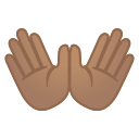 Android Pie; U+1F450 U+1F3FD; Emoji