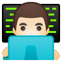 Android Pie; U+1F468 U+1F3FB U+200D U+1F4BB; Emoji