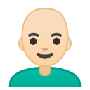 Android Pie; U+1F468 U+1F3FB U+200D U+1F9B2; Emoji