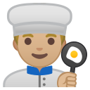 Android Pie; U+1F468 U+1F3FC U+200D U+1F373; Emoji