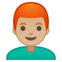 Android Pie; U+1F468 U+1F3FC U+200D U+1F9B0; Emoji
