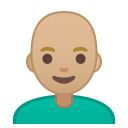 Android Pie; U+1F468 U+1F3FC U+200D U+1F9B2; Emoji