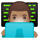 Android Pie; U+1F468 U+1F3FD U+200D U+1F4BB; Emoji