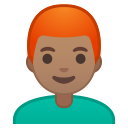 Android Pie; U+1F468 U+1F3FD U+200D U+1F9B0; Emoji