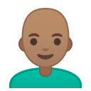 Android Pie; U+1F468 U+1F3FD U+200D U+1F9B2; Emoji