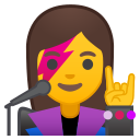 Android Pie; U+1F469 U+200D U+1F3A4; Emoji