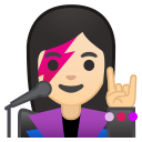 Android Pie; U+1F469 U+1F3FB U+200D U+1F3A4; Emoji