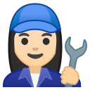 Android Pie; U+1F469 U+1F3FB U+200D U+1F527; Emoji
