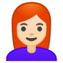 Android Pie; U+1F469 U+1F3FB U+200D U+1F9B0; Emoji