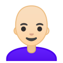 Android Pie; U+1F469 U+1F3FB U+200D U+1F9B2; Emoji
