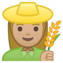 Android Pie; U+1F469 U+1F3FC U+200D U+1F33E; Emoji