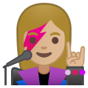 Android Pie; U+1F469 U+1F3FC U+200D U+1F3A4; Emoji