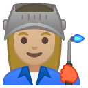 Android Pie; U+1F469 U+1F3FC U+200D U+1F3ED; Emoji