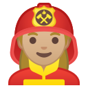 Android Pie; U+1F469 U+1F3FC U+200D U+1F692; Emoji