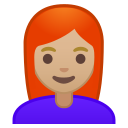 Android Pie; U+1F469 U+1F3FC U+200D U+1F9B0; Emoji