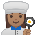 Android Pie; U+1F469 U+1F3FD U+200D U+1F373; Emoji
