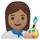 Android Pie; U+1F469 U+1F3FD U+200D U+1F3A8; Emoji