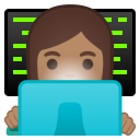 Android Pie; U+1F469 U+1F3FD U+200D U+1F4BB; Emoji