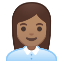 Android Pie; U+1F469 U+1F3FD U+200D U+1F4BC; Emoji