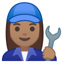 Android Pie; U+1F469 U+1F3FD U+200D U+1F527; Emoji