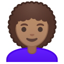 Android Pie; U+1F469 U+1F3FD U+200D U+1F9B1; Emoji