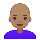 Android Pie; U+1F469 U+1F3FD U+200D U+1F9B2; Emoji