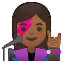 Android Pie; U+1F469 U+1F3FE U+200D U+1F3A4; Emoji