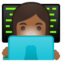 Android Pie; U+1F469 U+1F3FE U+200D U+1F4BB; Emoji