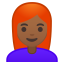 Android Pie; U+1F469 U+1F3FE U+200D U+1F9B0; Emoji