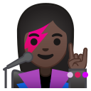 Android Pie; U+1F469 U+1F3FF U+200D U+1F3A4; Emoji