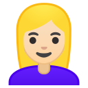 Android Pie; U+1F471 U+1F3FB U+200D U+2640 U+FE0F; Emoji