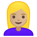 Android Pie; U+1F471 U+1F3FC U+200D U+2640 U+FE0F; Emoji
