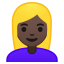 Android Pie; U+1F471 U+1F3FF U+200D U+2640 U+FE0F; Emoji