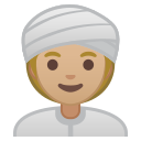 Android Pie; U+1F473 U+1F3FC U+200D U+2640 U+FE0F; Emoji