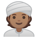 Android Pie; U+1F473 U+1F3FD; Emoji