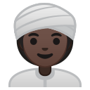 Android Pie; U+1F473 U+1F3FF U+200D U+2640 U+FE0F; Emoji