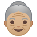 Android Pie; U+1F475 U+1F3FC; Emoji