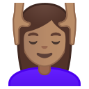 Android Pie; U+1F486 U+1F3FD U+200D U+2640 U+FE0F; Emoji
