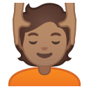 Android Pie; U+1F486 U+1F3FD; Emoji